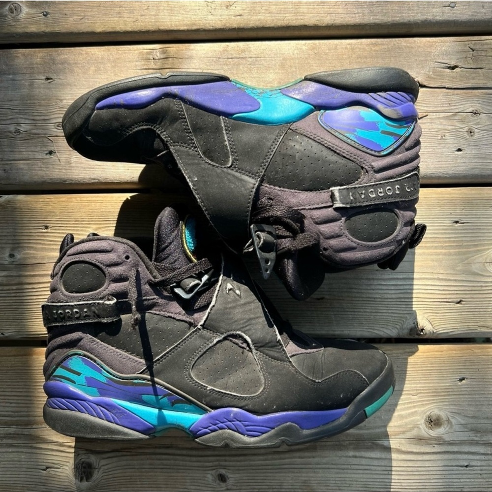 Jordan 8 aqua Shoes - Black and Blue